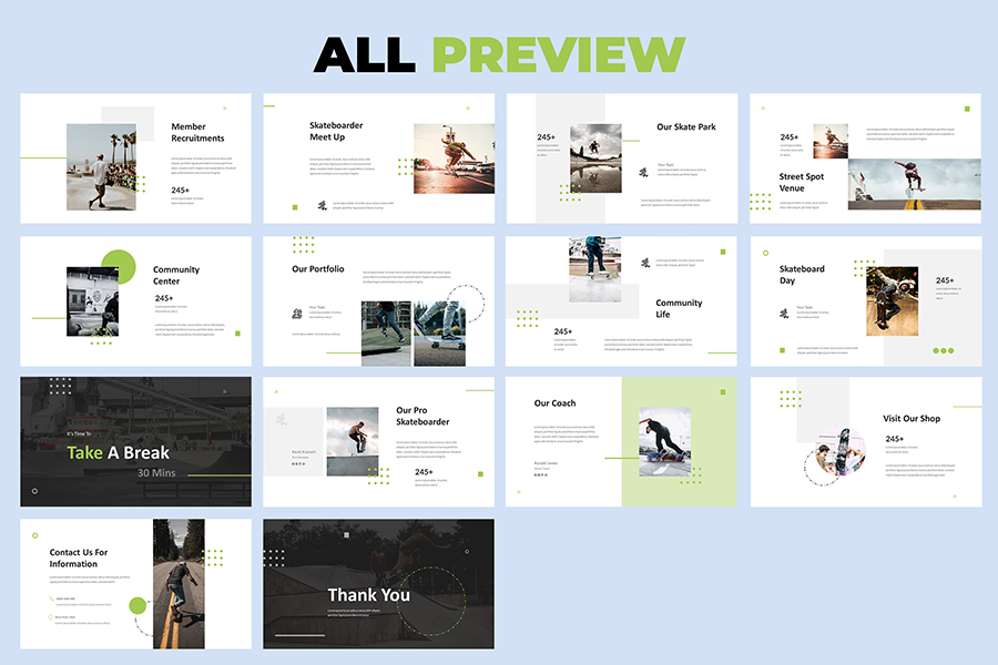 Skateboard Google Slides Presentation Template, Presentation Templates